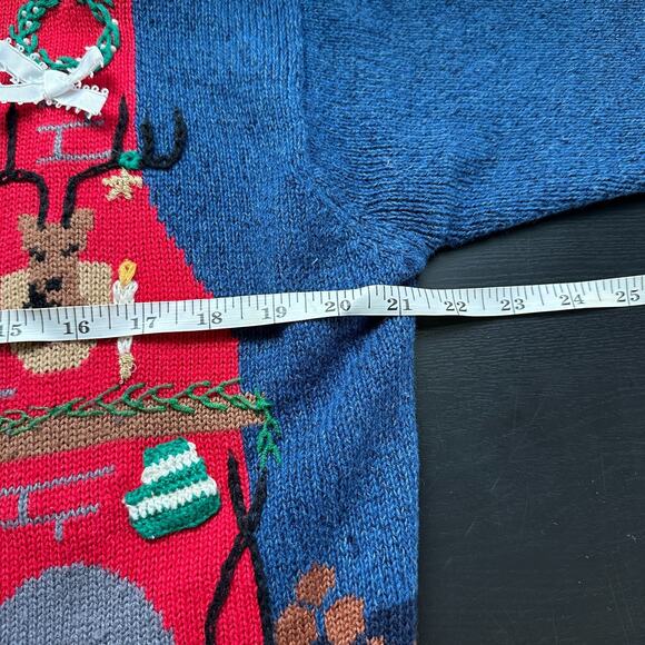 VTG Susan Bristol Cardigan Women Medium Christmas 90s Hand Embroidered Holiday - Picture 11 of 15